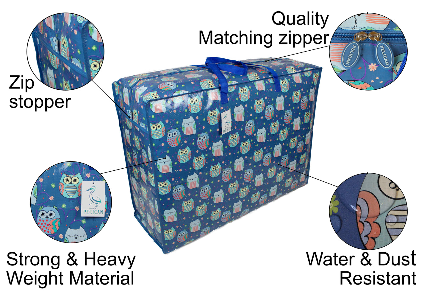 Sleepy Owls Print Laundry Storage Bag