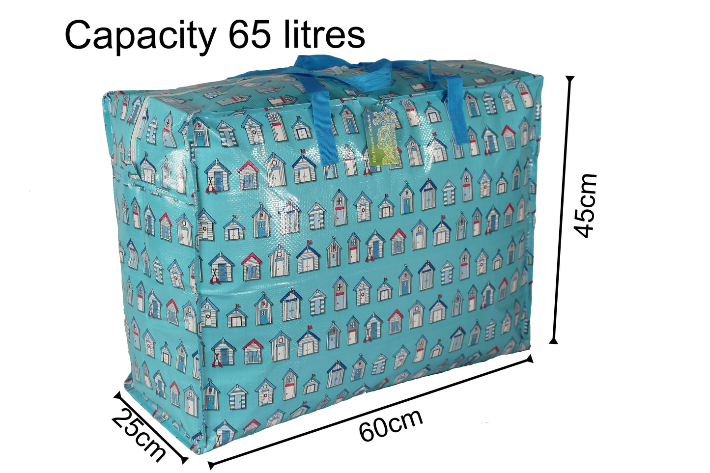 Blue Beach Huts Print Laundry Storage Bag