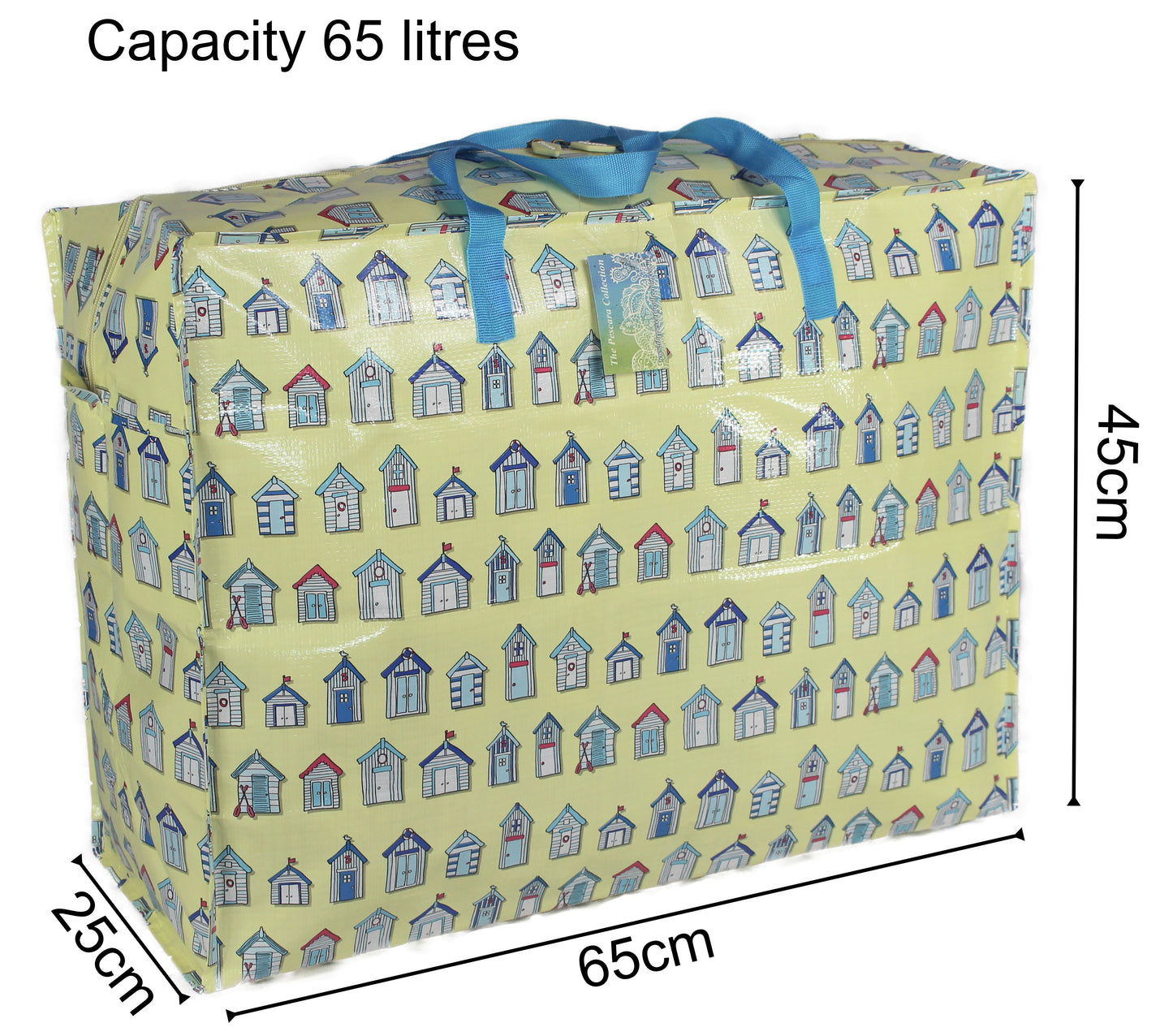 Cream Beach Huts Print Laundry Storage Bag