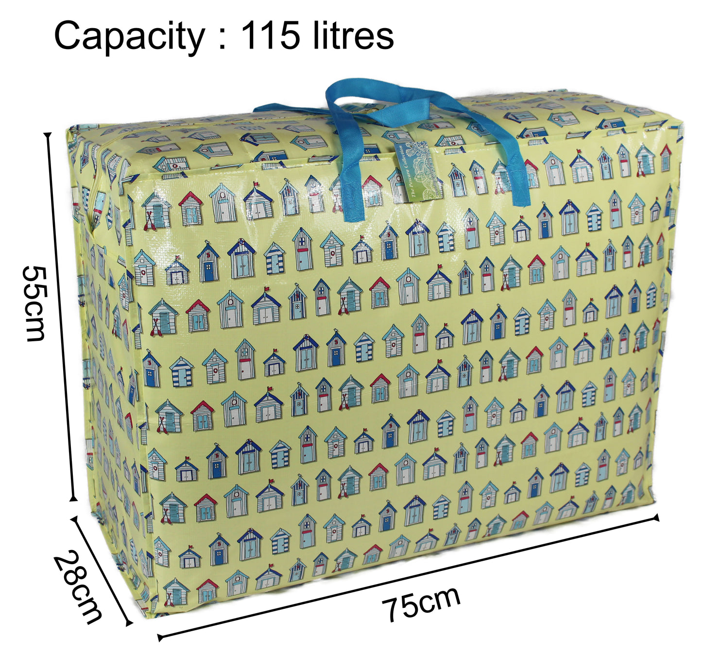 Cream Beach Huts Print Laundry Storage Bag