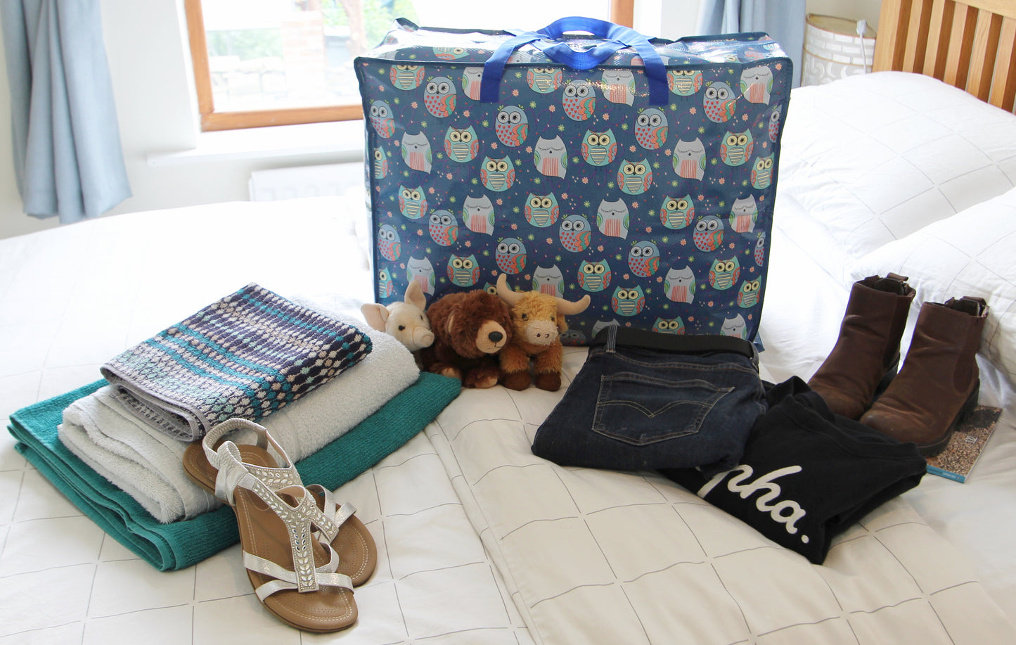 Sleepy Owls Print Laundry Storage Bag