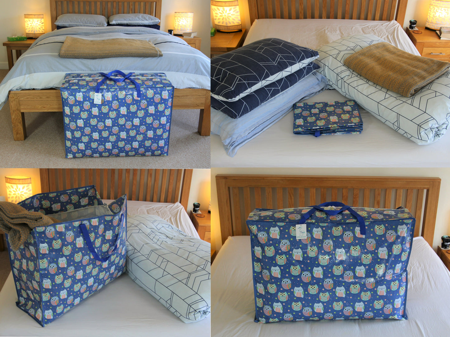 Sleepy Owls Print Laundry Storage Bag