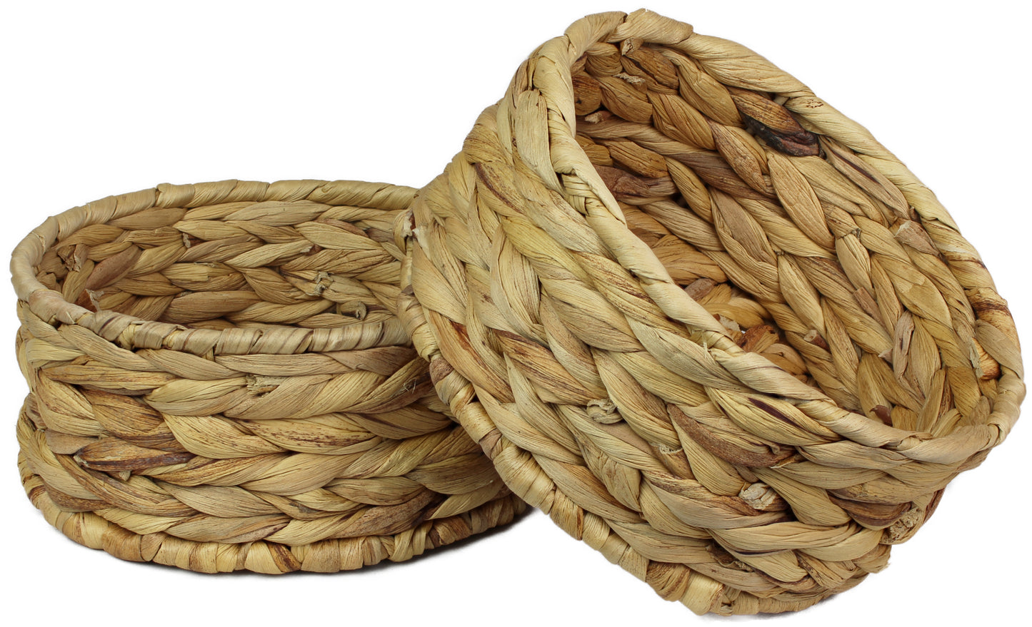 Small water hyacinth round baskets natural colour