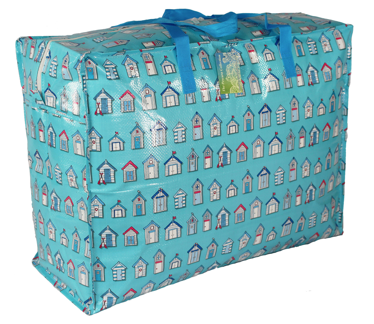 Blue Beach Huts Print Laundry Storage Bag