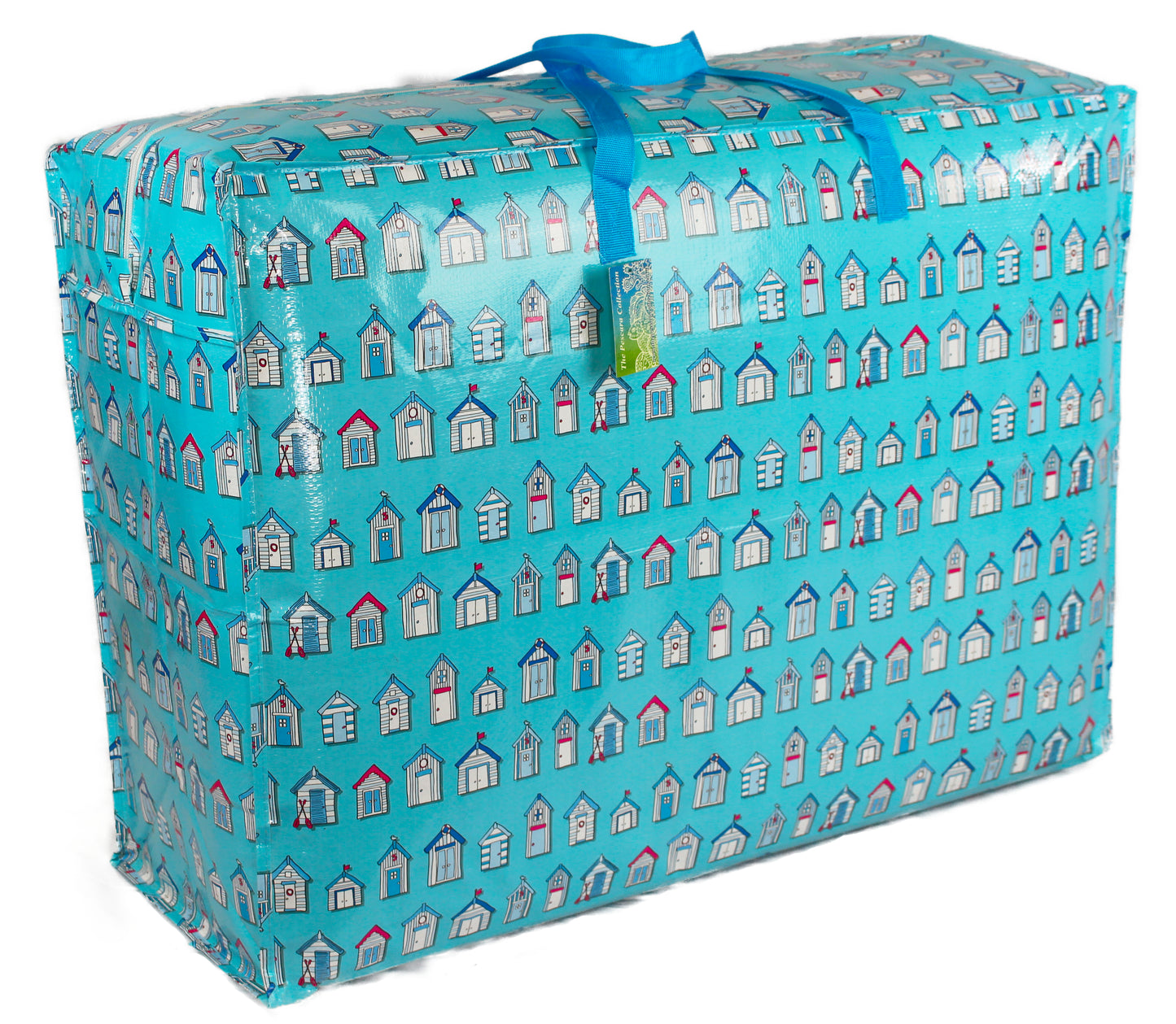 Blue Beach Huts Print Laundry Storage Bag