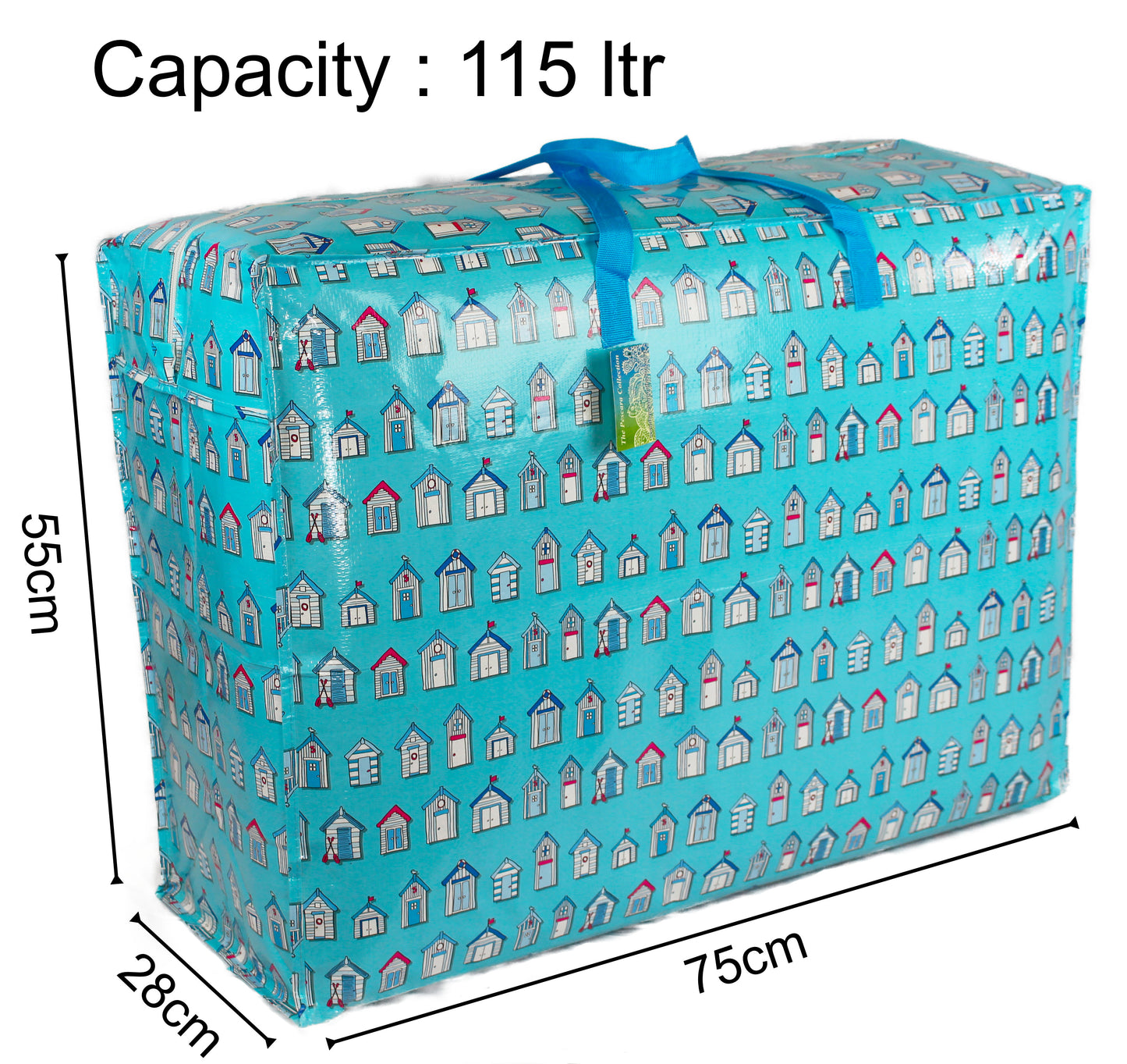 Blue Beach Huts Print Laundry Storage Bag